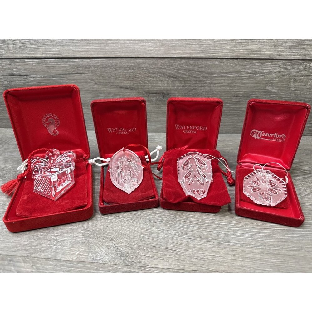 Waterford Crystal Glass Ornaments Lot Of 4 - 1996 -1987 - 1988